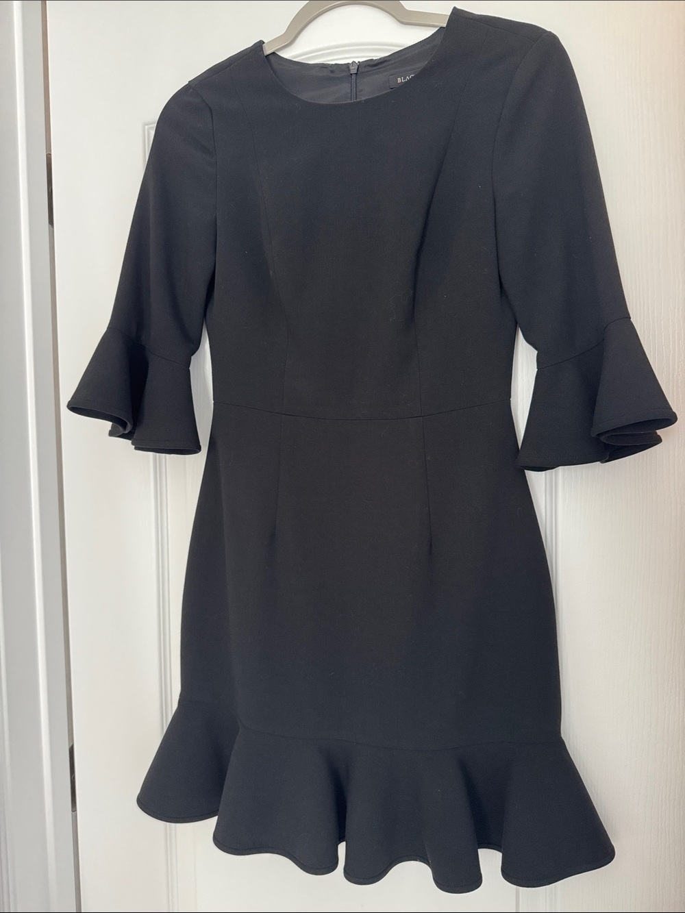 Black Halo Black Ruffle Sleeve Mini Dress